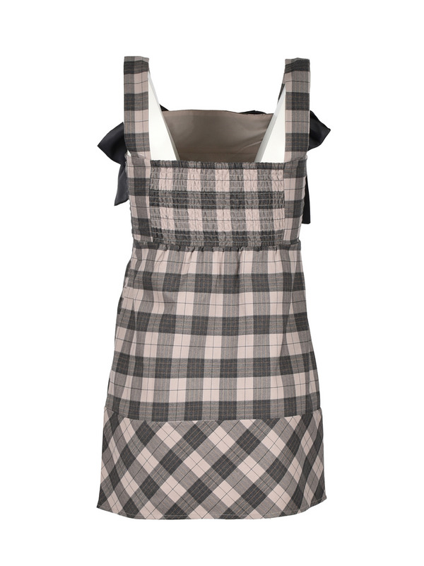 Ribbon Check Tight Cami Onepiece 詳細画像 ブラック 16