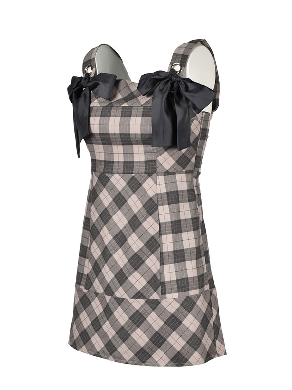 Ribbon Check Tight Cami Onepiece 詳細画像 ブラック 16