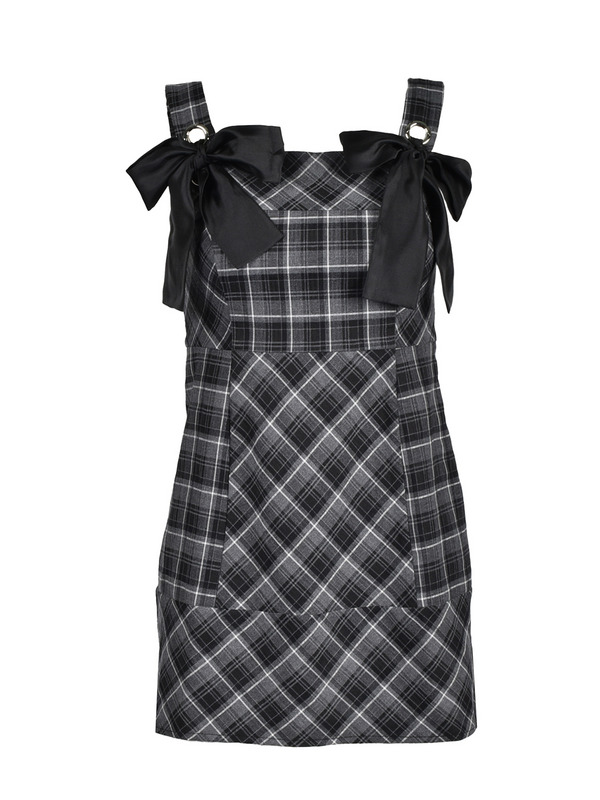 Ribbon Check Tight Cami Onepiece 詳細画像 ブラック 1