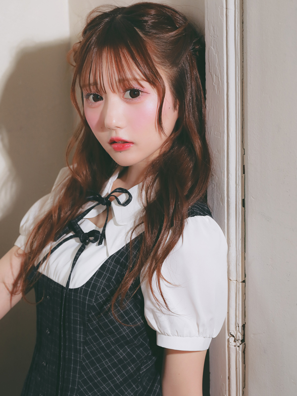 Double Ribbon Ballon Pleats Onepiece 詳細画像 チャコール 16