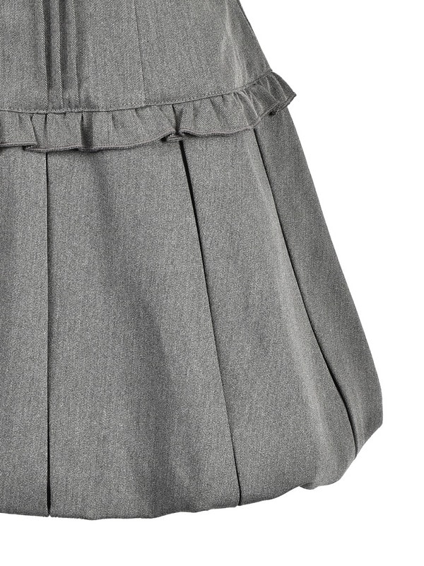 Double Ribbon Ballon Pleats Onepiece 詳細画像 チャコール 16