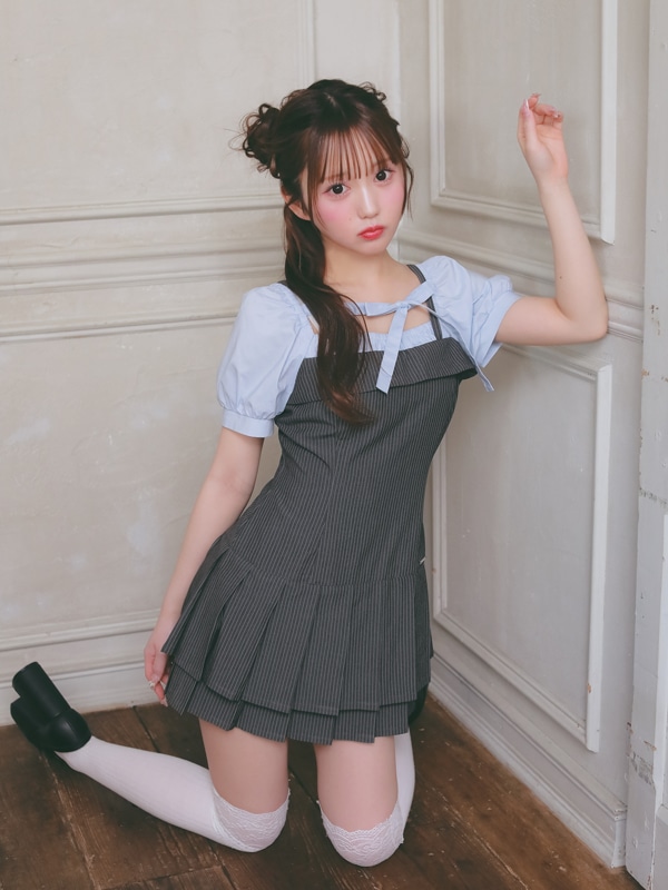 Double Pleated Ribbon Onepiece 詳細画像 ベージュ 16