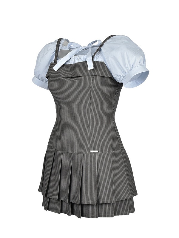 Double Pleated Ribbon Onepiece 詳細画像 チャコール 16