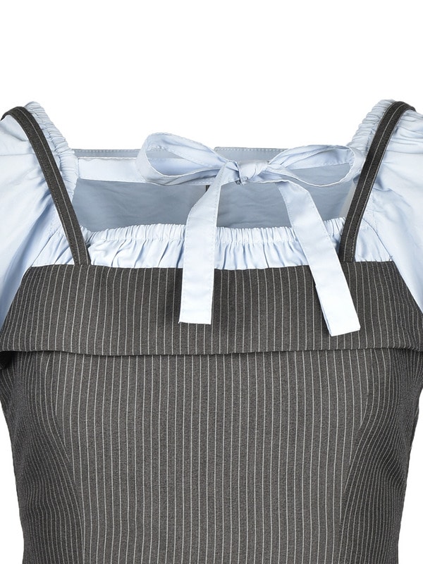 Double Pleated Ribbon Onepiece 詳細画像 チャコール 16