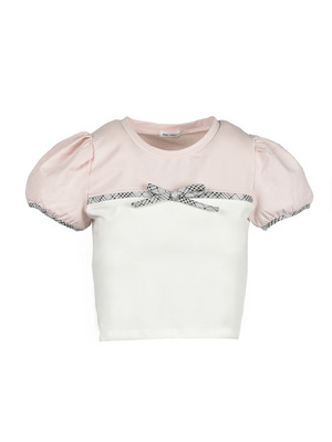 Bicolor Ribbon Dropped T Shirt