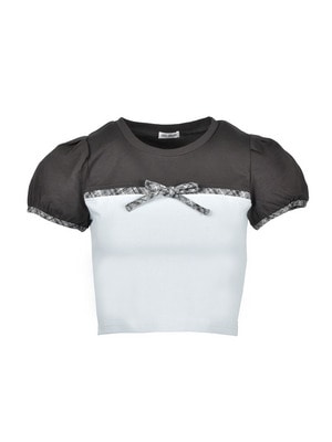 Bicolor Ribbon Dropped T Shirt