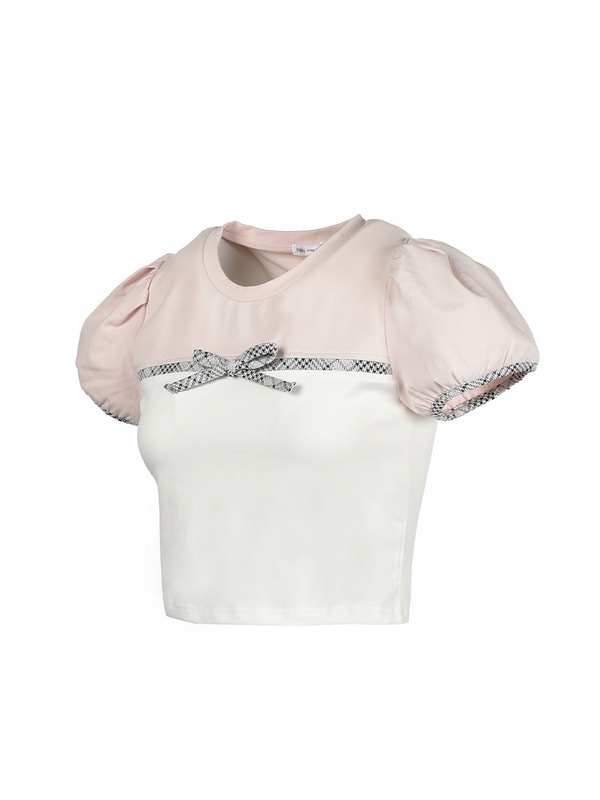 Bicolor Ribbon Dropped T Shirt 詳細画像 サックス 16