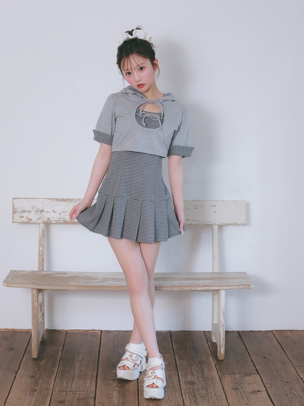 Border Sweat Onepiece Set 詳細画像 グレイ 16
