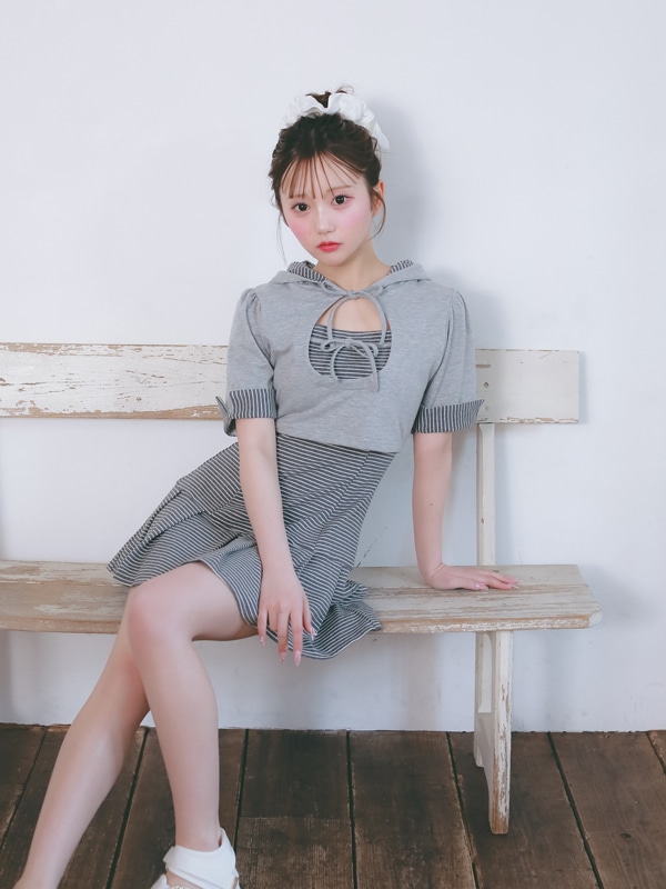 Border Sweat Onepiece Set 詳細画像 グレイ 16
