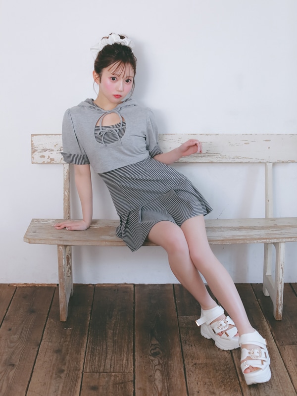 Border Sweat Onepiece Set 詳細画像 グレイ 16