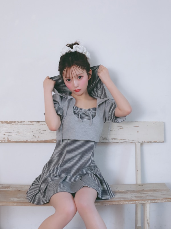 Border Sweat Onepiece Set 詳細画像 グレイ 16