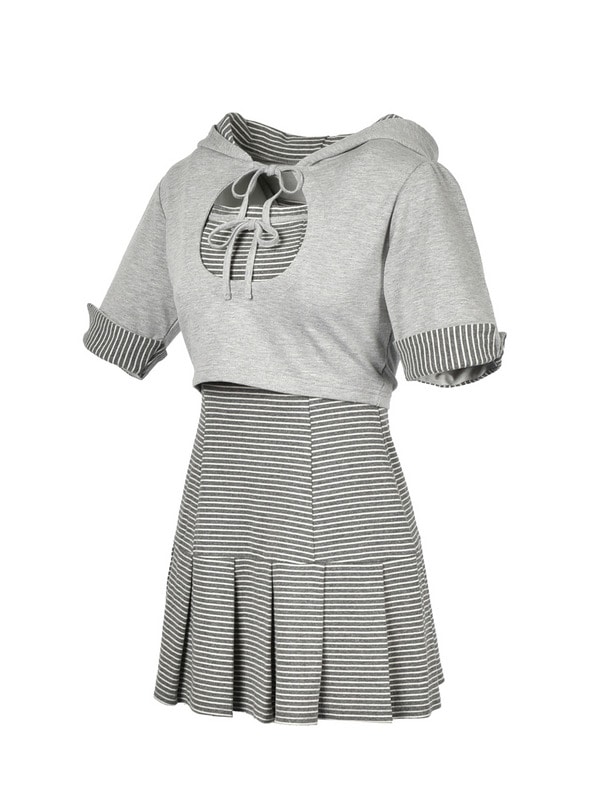 Border Sweat Onepiece Set 詳細画像 グレイ 16