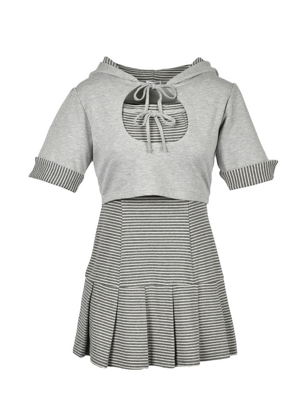 Border Sweat Onepiece Set 詳細画像 グレイ 1