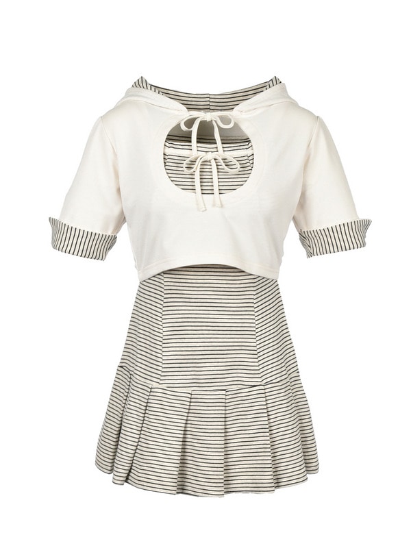 Border Sweat Onepiece Set 詳細画像 アイボリー 1