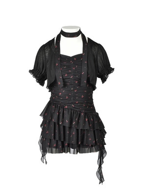 Gather Fit Cami Onepiece*Cardigan Set